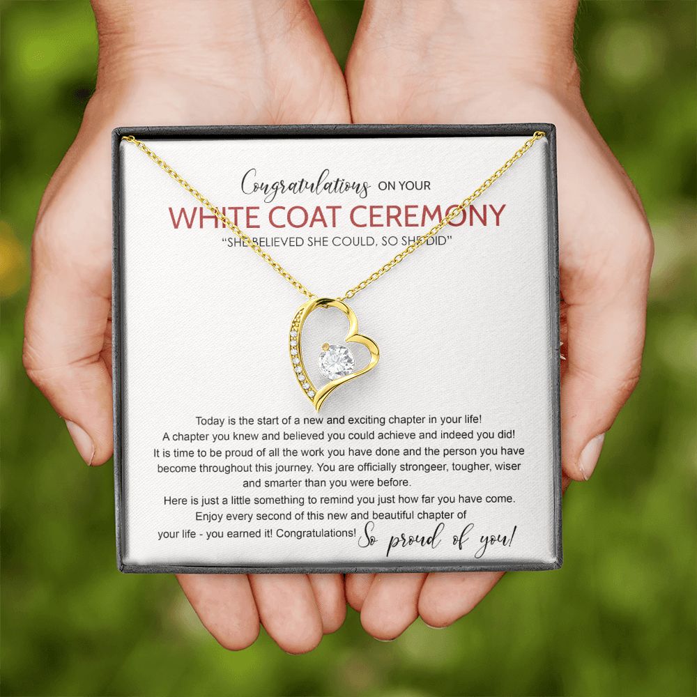 White Coat Ceremony Gift Necklace, Chiropractor White Coat Ceremony, New Doctor Gift, Gifts Congrats Graduation Pendants Gift For Daughter, Granddaughter, White Coat Ceremony Necklace Gift Forever Love Necklace