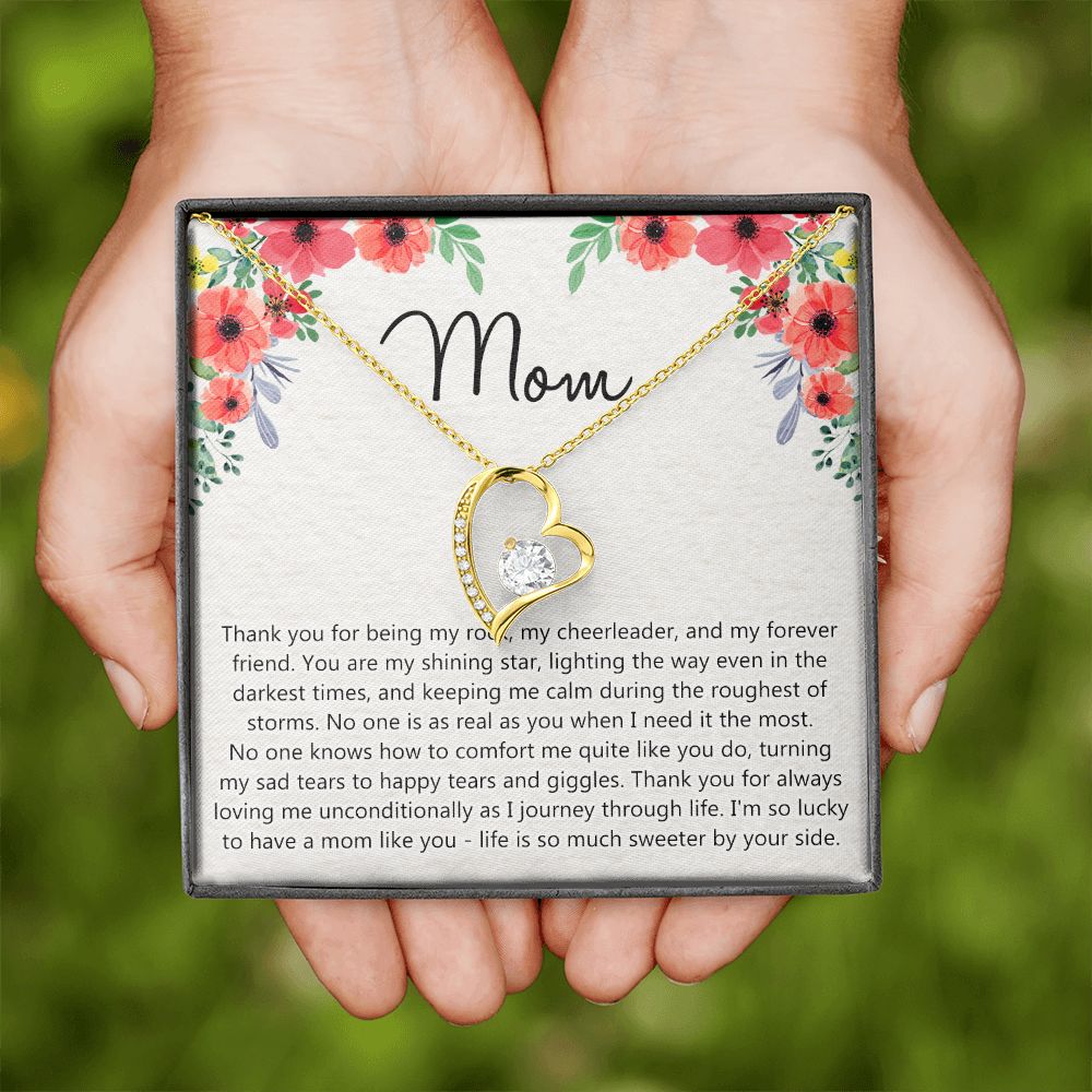 To My Mom Gift Necklace for Mother Daughter Jewelry, Thank You Mom Gift, Gift for Mom from Daughter to Mother Necklace Pendant Jewelry Box for Mom on Mother's Day Birthday Forever Love Necklace