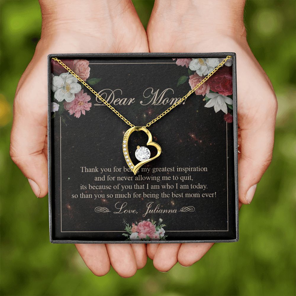 To My Mom Necklace, Gift For Mom On Mother's Day Thank You Mom Gifts From Kids Mom Julianna Forever Love Necklace