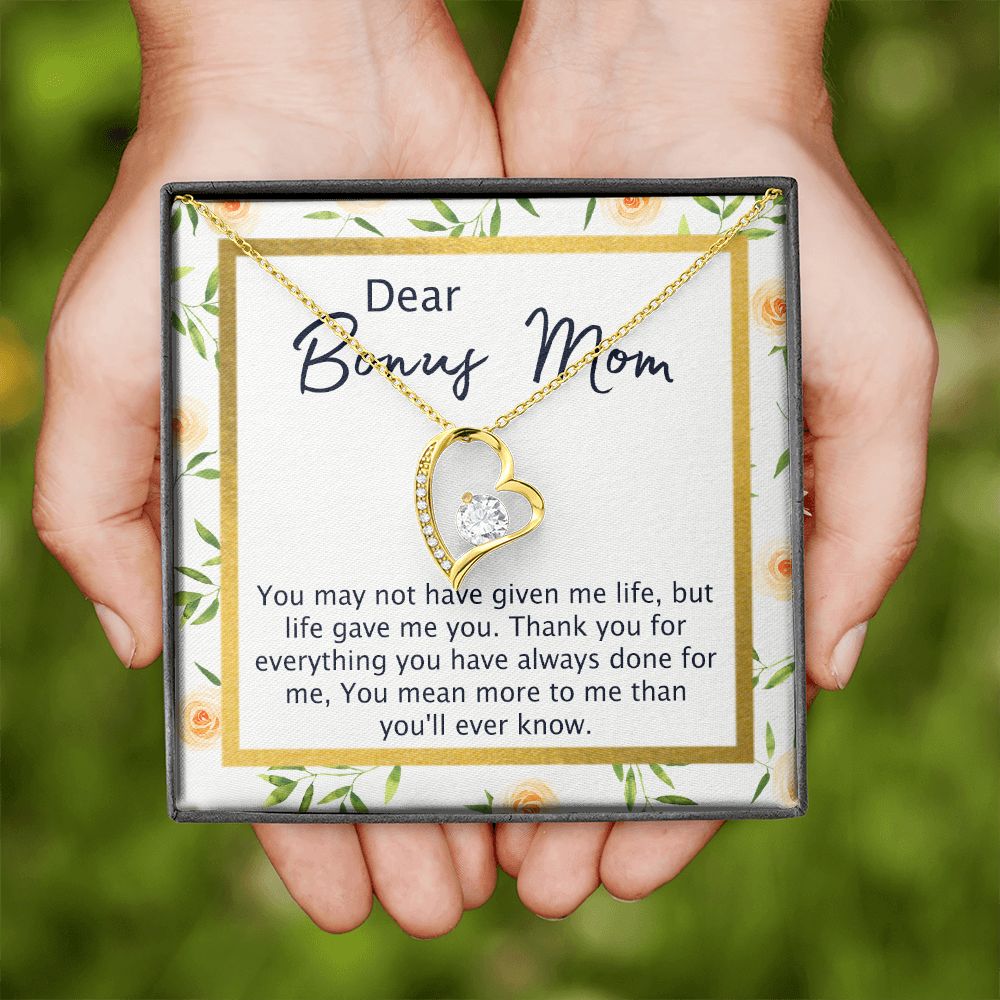 Bonus Mom Gifts, To My Bonus Mom Necklace, Bonus Mom Jewelry, Necklace for Bonus Mom, Step Daughter To Stepmother Necklace, Step Mom Necklace for Women Step Mom Mothers Day Jewelry Forever Love Necklace