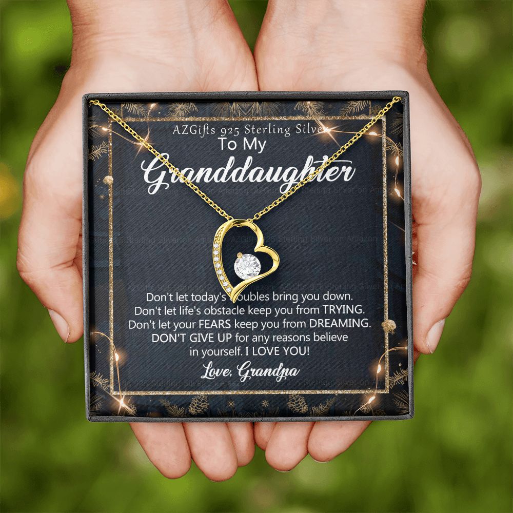 To My Granddaughter Necklace from Grandpa, Gift for Granddaughter from Grandfather, Necklace from Grandpa to Granddaughter, Granddaughter Christmas Present from Grandfather 301 Forever Love Necklace