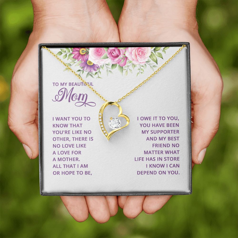 Mom Necklace Gifts for Mom from Daughter to Mom Gifts for Mothers Day from Daughter, To My Mom Necklace from Daughter to Mom Birthday Gifts Necklace with Message Card and Gift Box17 Forever Love Necklace