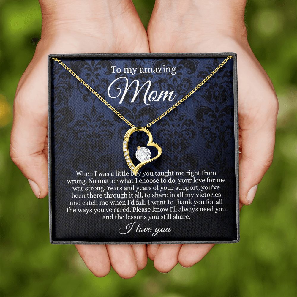 Gift for Mom Necklace, To My Beautiful Mom Love Knot Necklace Card, Mother’s Day Gift For Mom From Son, Thank You Mom Gift, Custom Jewelry Necklace For Mom Forever Love Necklace