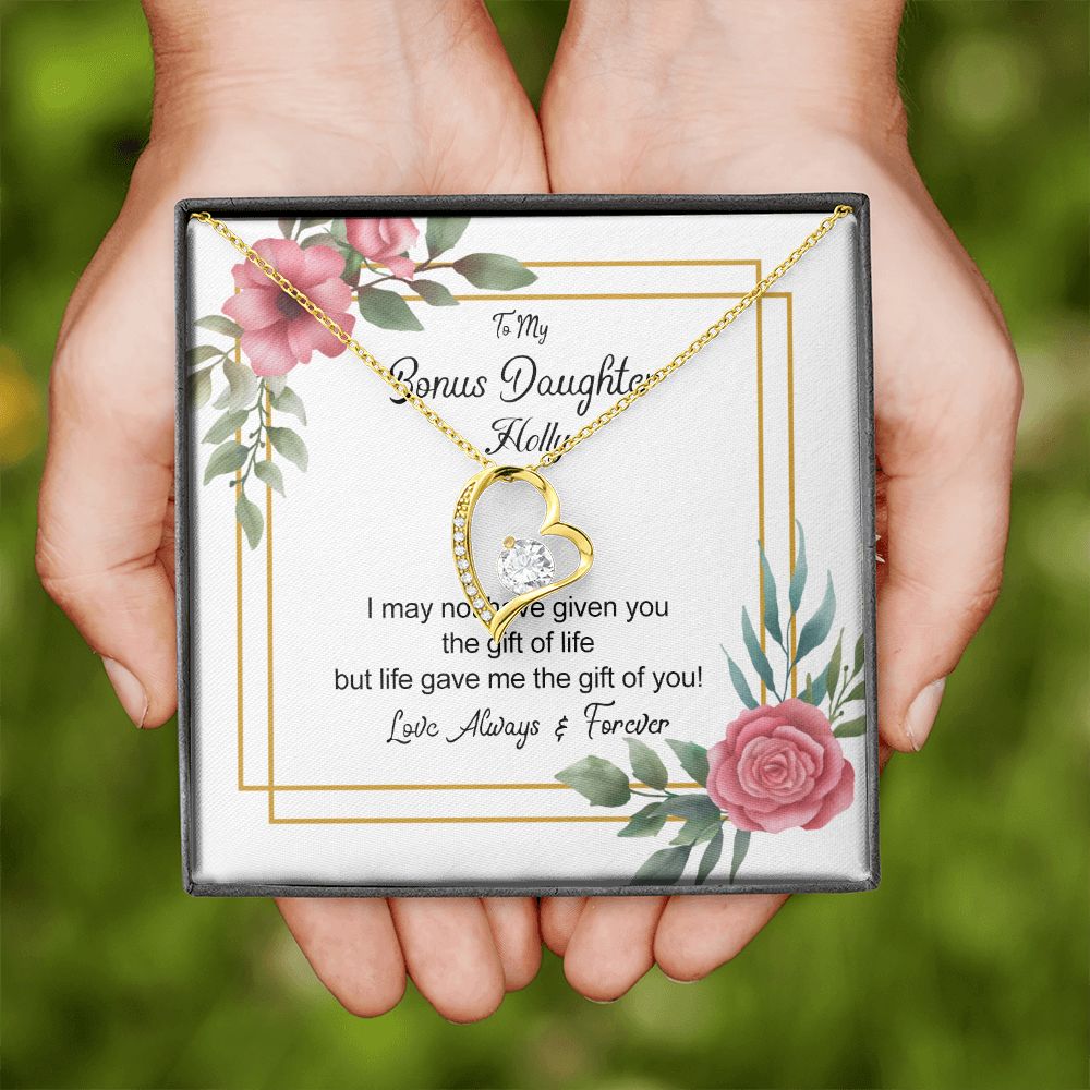 Bonus Daughter Gifts From Stepdad, Step Daughter Gifts From Stepmom, Stepdaughter Gifts From Stepdad, Father Stepdaughter Necklace, To My Bonus Daughter Necklaces, Christmas Gifts For Bonus6 Forever Love Necklace