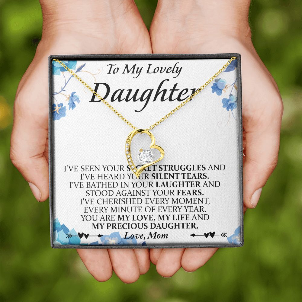 Mother and Daughter Necklace for Girls, To My Daughter Gift Necklace from Mom, Birthday Christmas Gift Graduation Gifts for Daughters, Jewelry Pendant Present for Daughter, Mother Daughter Gift 41 Forever Love Necklace