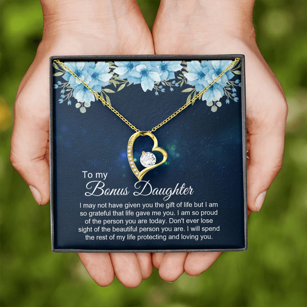 Bonus Daughter Gifts From Stepdad, Step Daughter Gifts From Stepmom, Stepdaughter Gifts From Stepdad, Father Stepdaughter Necklace, To My Bonus Daughter Necklaces, Christmas Gifts For Bonus4 Forever Love Necklace