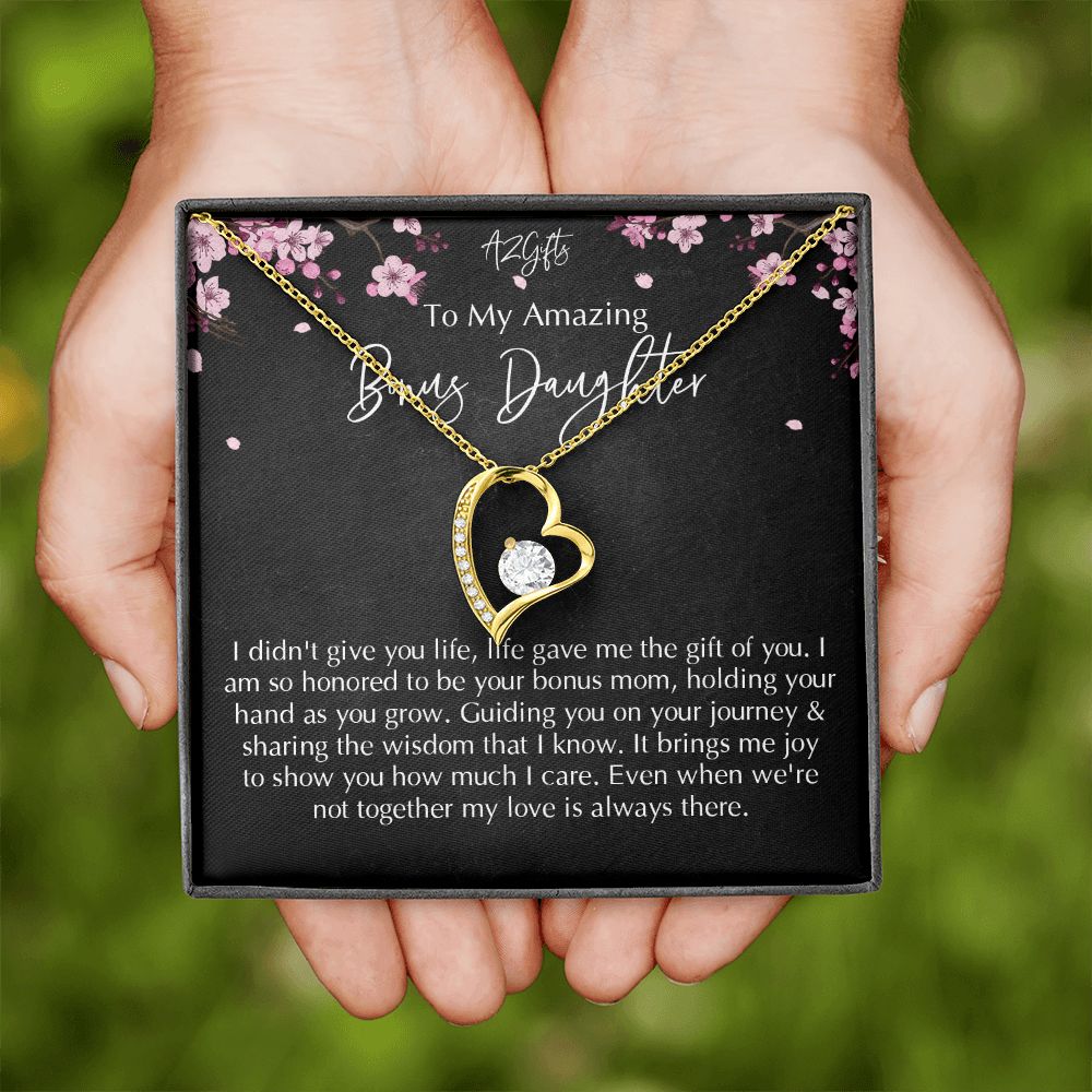 Bonus Daughter Gifts From Stepdad, Step Daughter Gifts From Stepmom, Stepdaughter Gifts From Stepdad, Father Stepdaughter Necklace, To My Bonus Daughter Necklaces, Christmas Gifts For Bonus D Forever Love Necklace