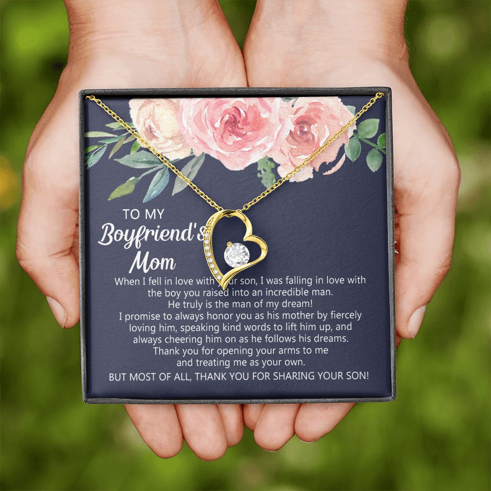 Personalized Gift for Boyfriends Mom, Boyfriends Mom Gift, Message Card Jewelry, To My Boyfriend's Mom Necklace with Message Card, Birthday Mother's Day Necklace for Boyfriend Mother Forever Love Necklace