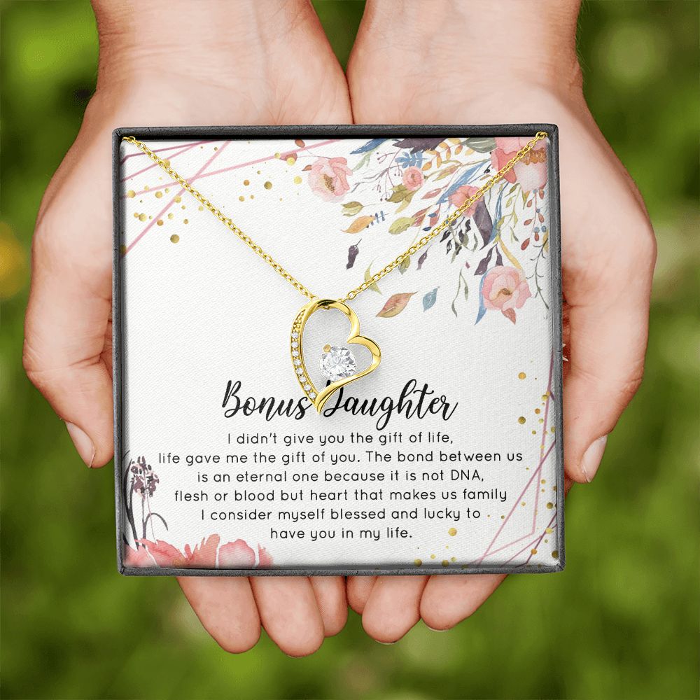 Bonus Daughter Gifts From Stepdad, Step Daughter Gifts From Stepmom, Stepdaughter Gifts From Stepdad, Father Stepdaughter Necklace, To My Bonus Daughter Necklaces, Christmas Gifts For Bonus2 Forever Love Necklace