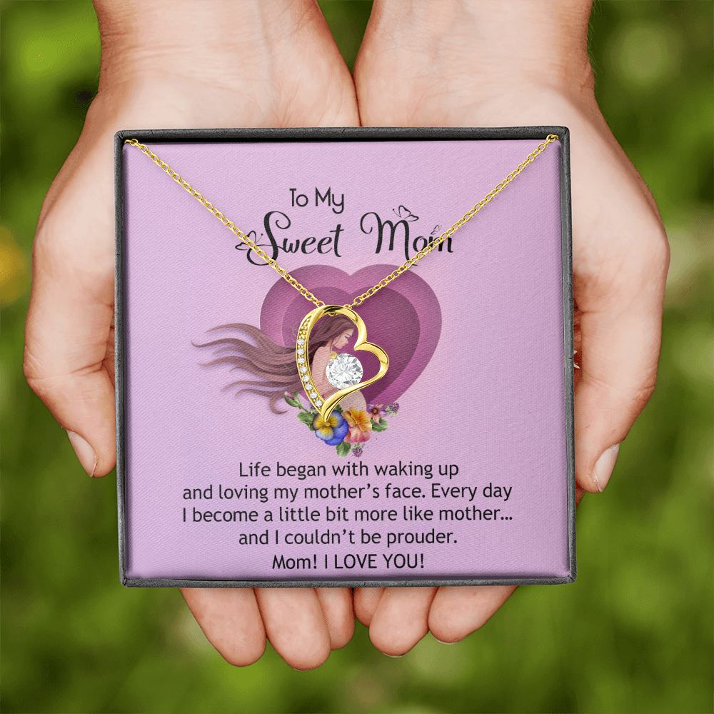To My Sweet Mom, Sweet Mom Necklace Pendant, Mothers Day Gifts, Gift For Sweet Mom, New Mom Gifts Forever Love Necklace