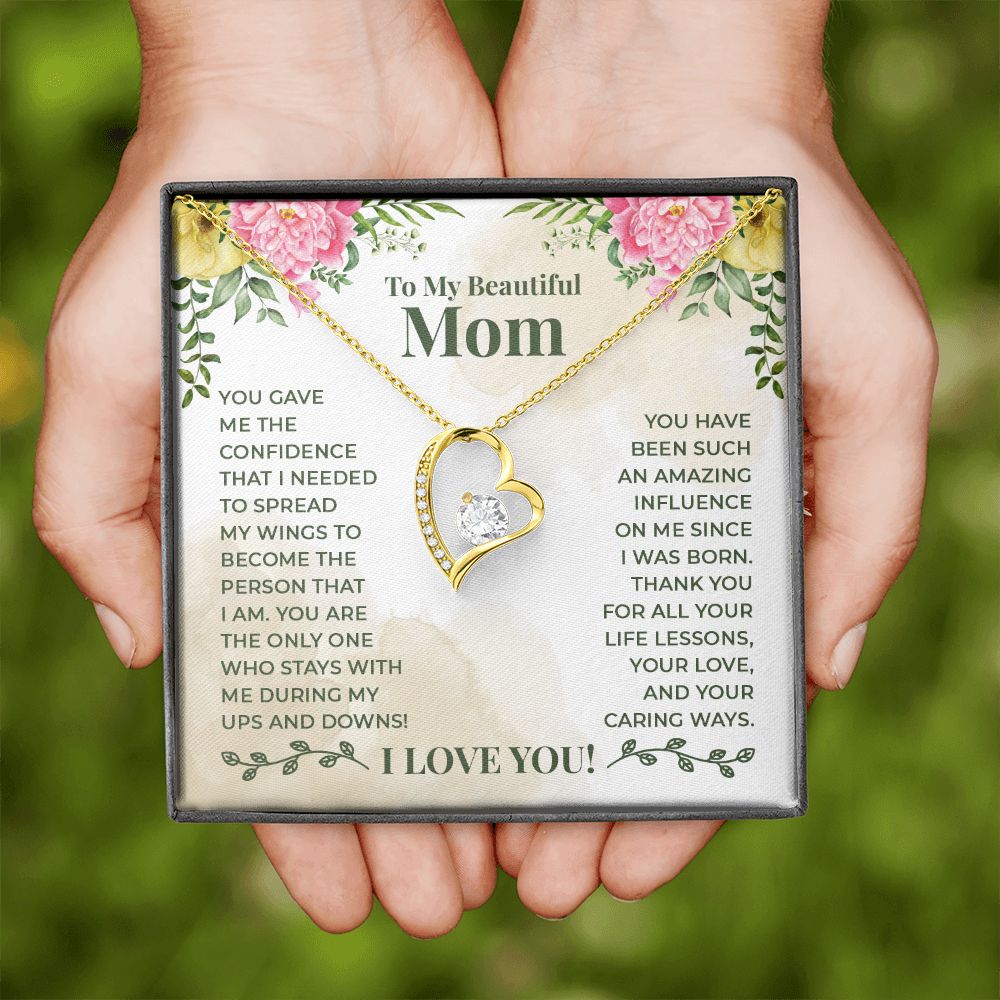 Mom Necklace Gifts for Mom from Daughter to Mom Gifts for Mothers Day from Daughter, To My Mom Necklace from Daughter to Mom Birthday Gifts Necklace with Message Card and Gift Box22 Forever Love Necklace