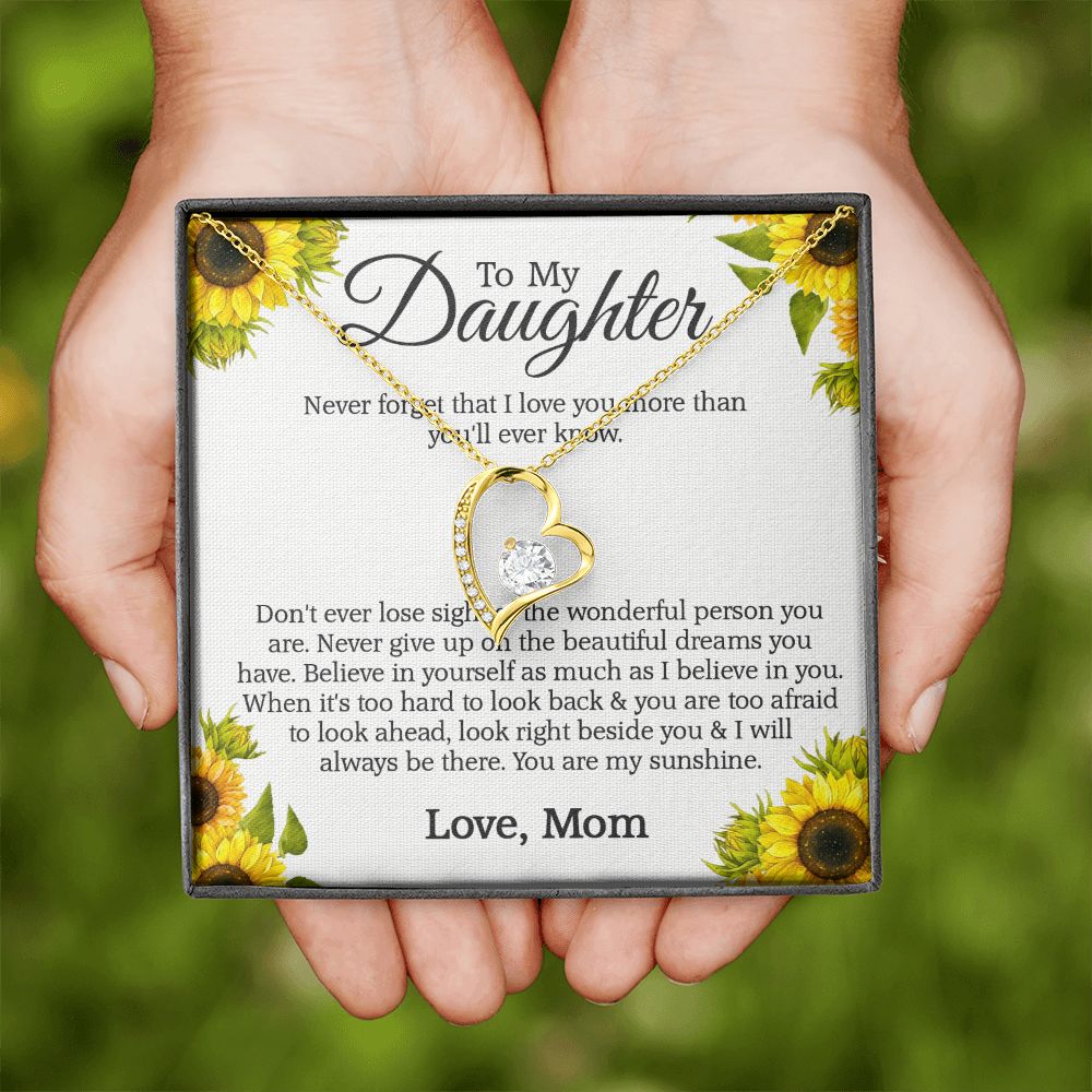 Mother Daughter Gift Ideas, To My Daughter Gift Necklace from Mom, Jewelry Pendant Present for Daughter, Birthday Christmas Gift Graduation Gifts for Daughters, Mother and Daughter Necklace 2132 Forever Love Necklace