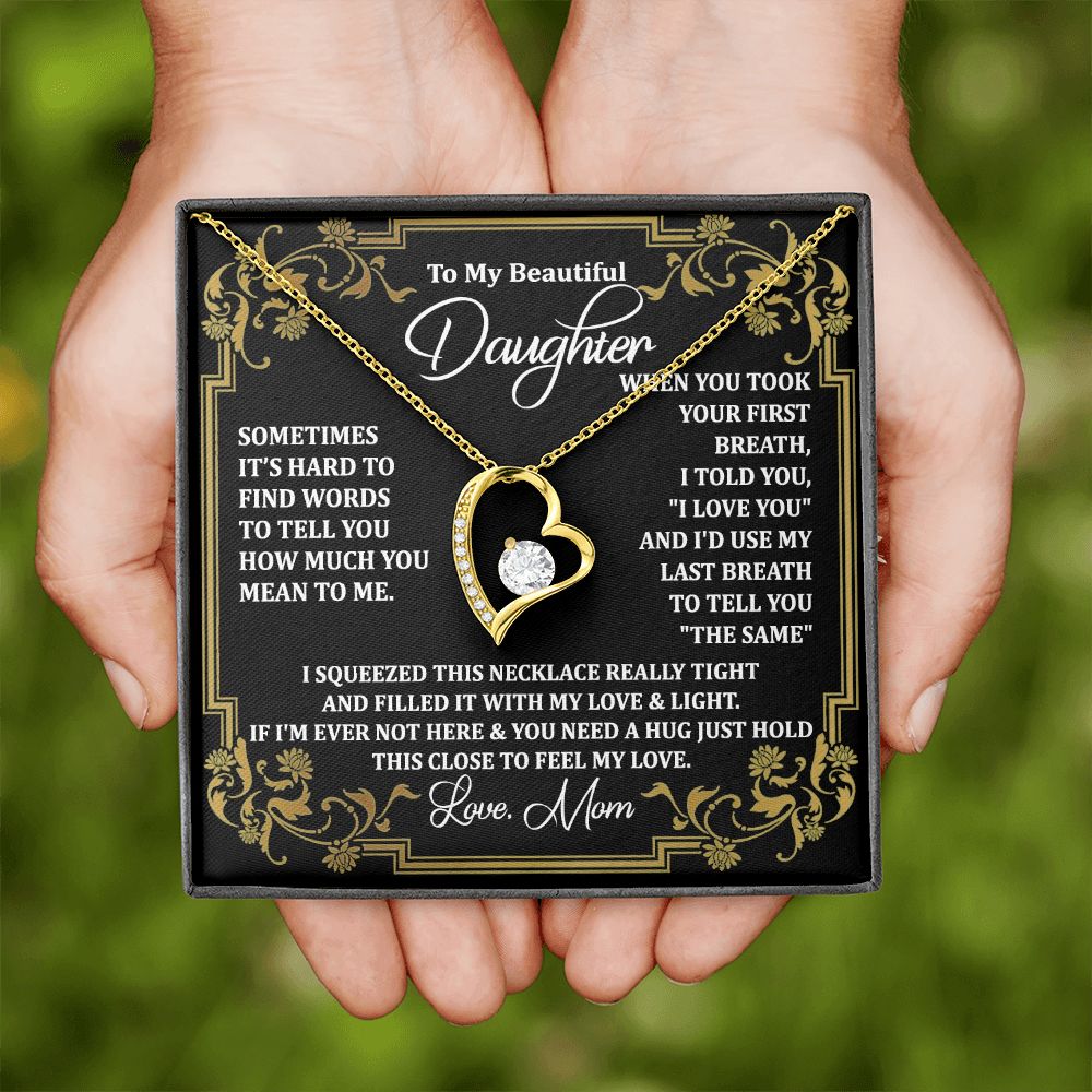 Mother Daughter Gift Ideas, To My Daughter Gift Necklace from Mom, Jewelry Pendant Present for Daughter, Birthday Christmas Gift Graduation Gifts for Daughters, Mother and Daughter Necklace 2134 Forever Love Necklace