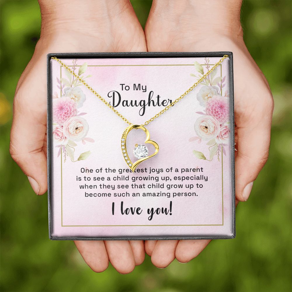 Mother and Daughter Necklace for Girls, To My Daughter Gift Necklace from Mom, Birthday Christmas Gift Graduation Gifts for Daughters, Jewelry Pendant Present for Daughter, Mother Daughter Gift 44 Forever Love Necklace
