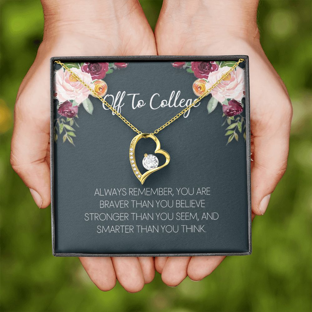 Off To College Necklace, Graduation Gifts For for Girl Congrats Graduation Pendants Gift For Daughter, Granddaughter, Niece, Sister Forever Love Necklace