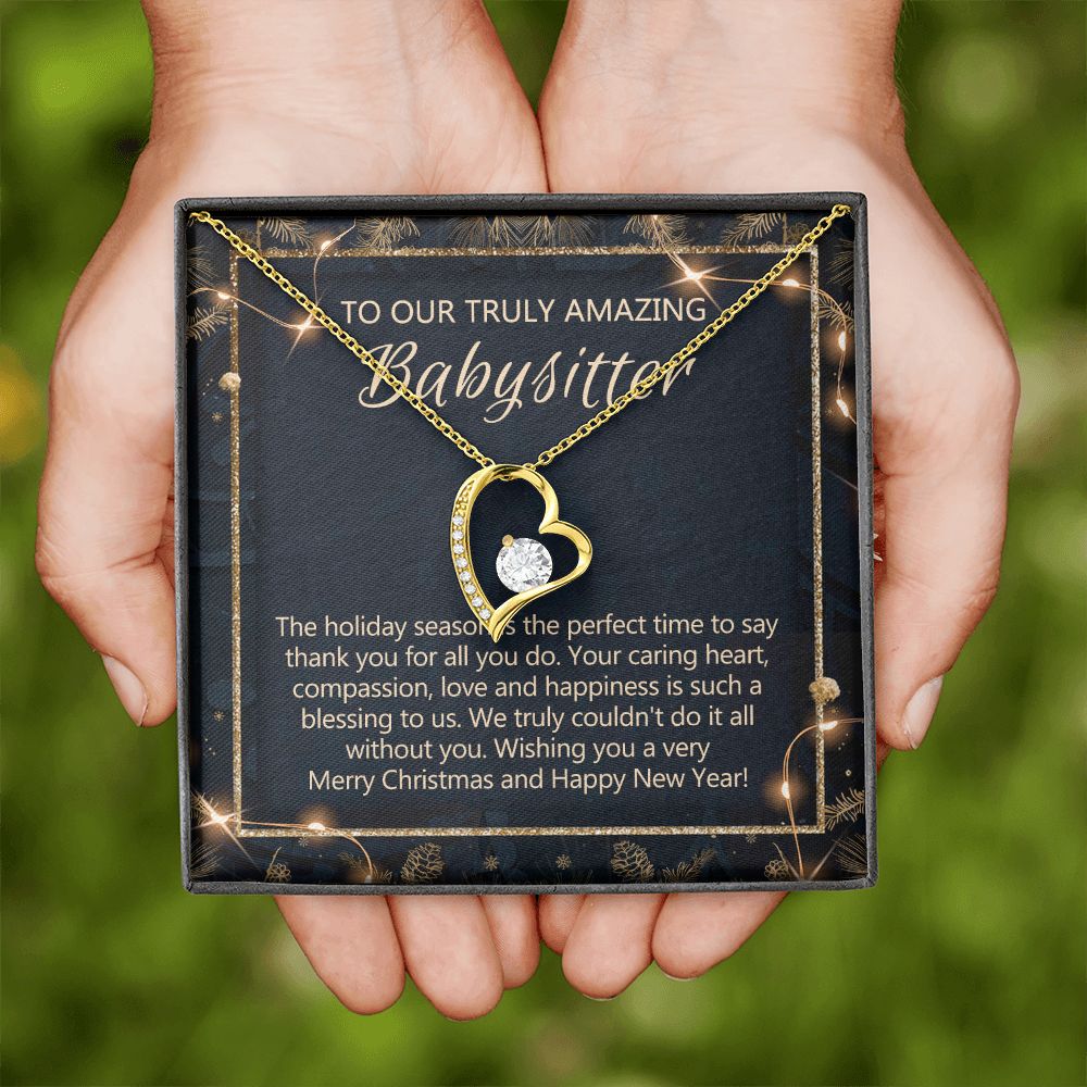 Babysitter Christmas Necklace Gift, Babysitter Gift, Christmas Babysitter Gift from Family, Merry Christmas Day Gift, Holiday Gift, Babysitter Necklace for Women 301 Forever Love Necklace