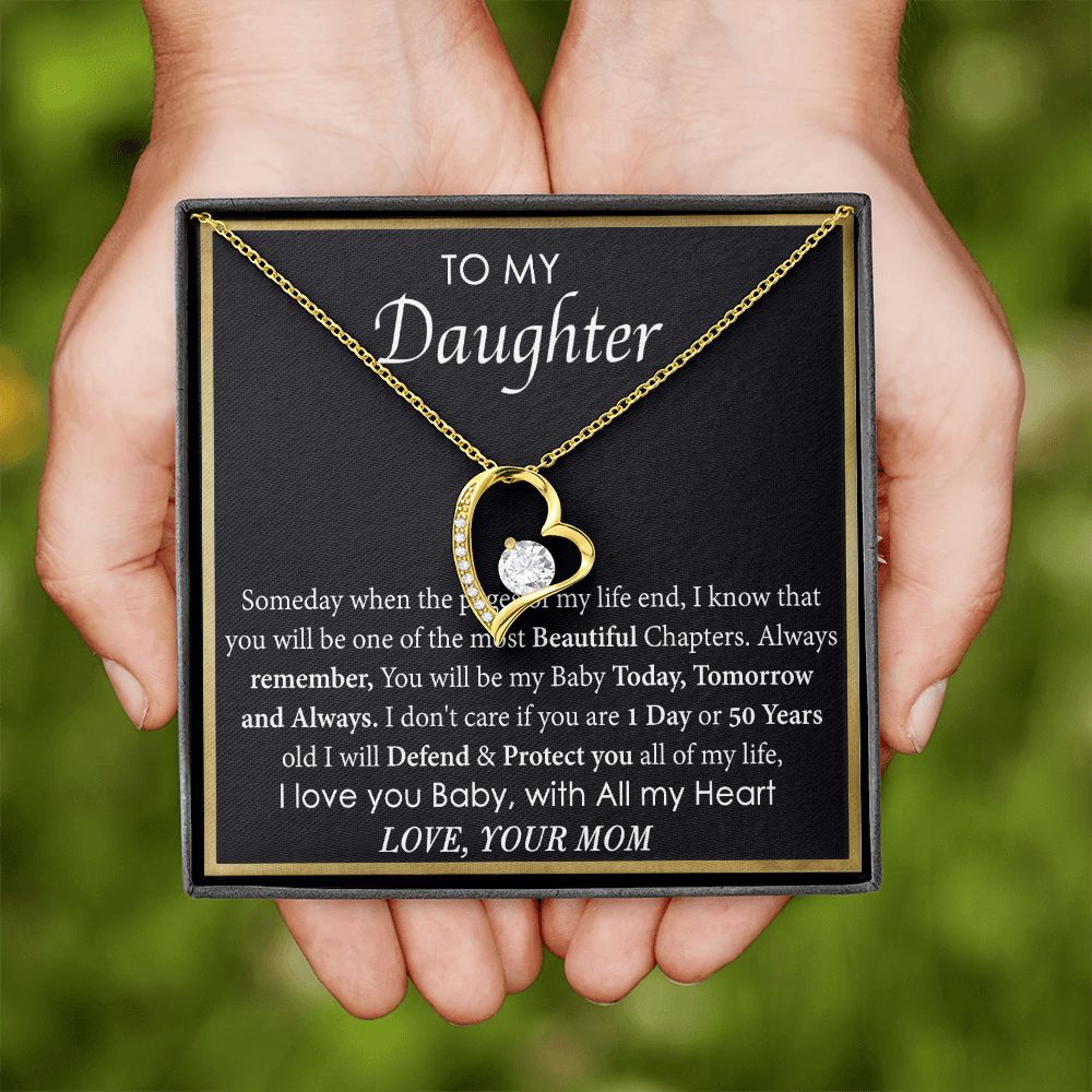 Mother Daughter Gift Ideas, To My Daughter Gift Necklace from Mom, Jewelry Pendant Present for Daughter, Birthday Christmas Gift Graduation Gifts for Daughters, Mother and Daughter Necklace 2136 Forever Love Necklace