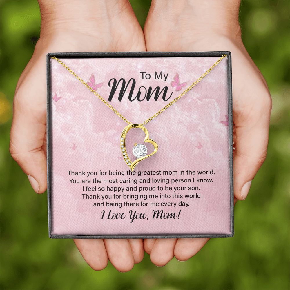 To My Mom Necklace, Gift For Mom, Mother's Day Gift from Daughter, Mom Jewelry Gift for Mothers Day, Birthday Gift for Mother, Moms Gift from Daughter Son, Necklace for Mom Mother 24 Forever Love Necklace