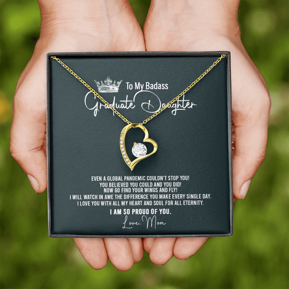 Badass Graduation Daughter Gift From Mom, Graduation Gift, Necklace Congrats Graduation Pendants Gift For Daughter, Daughter In law, Daughter Necklace From Mom Forever Love Necklace