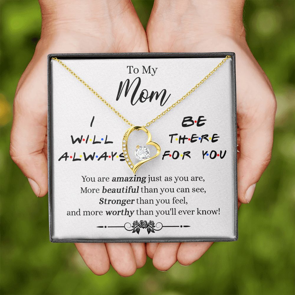 Mother Daughter Necklace Gifts For Mom Birthday Christmas Mothers Day Present To My Mom Jewelry Pendant Message Card Gift Box Forever Love Necklace