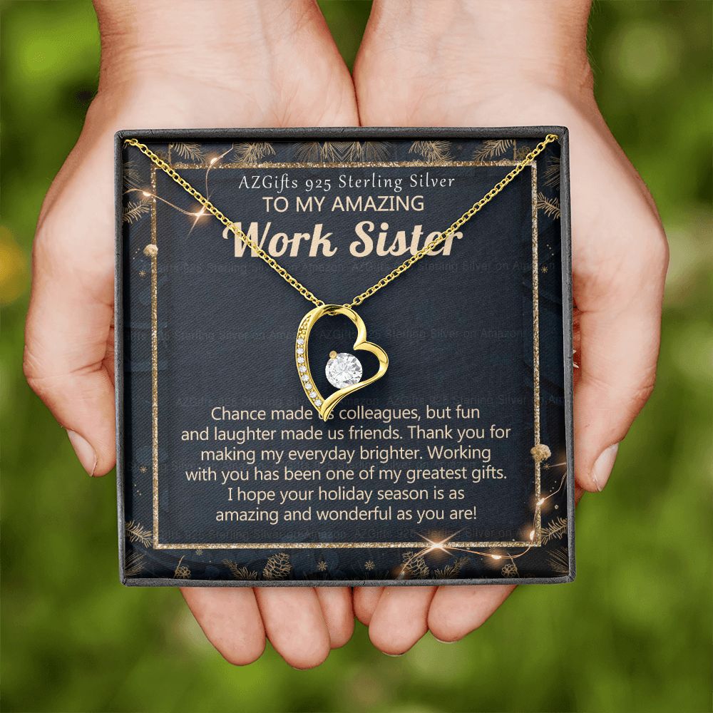To My Work Sister Necklace Gift for Colleague Christmas Necklace for Work Sister from Co-Worker Christmas Pendant Gift for Colleague Christmas Jewelry Gift for Her Women 301 Forever Love Necklace