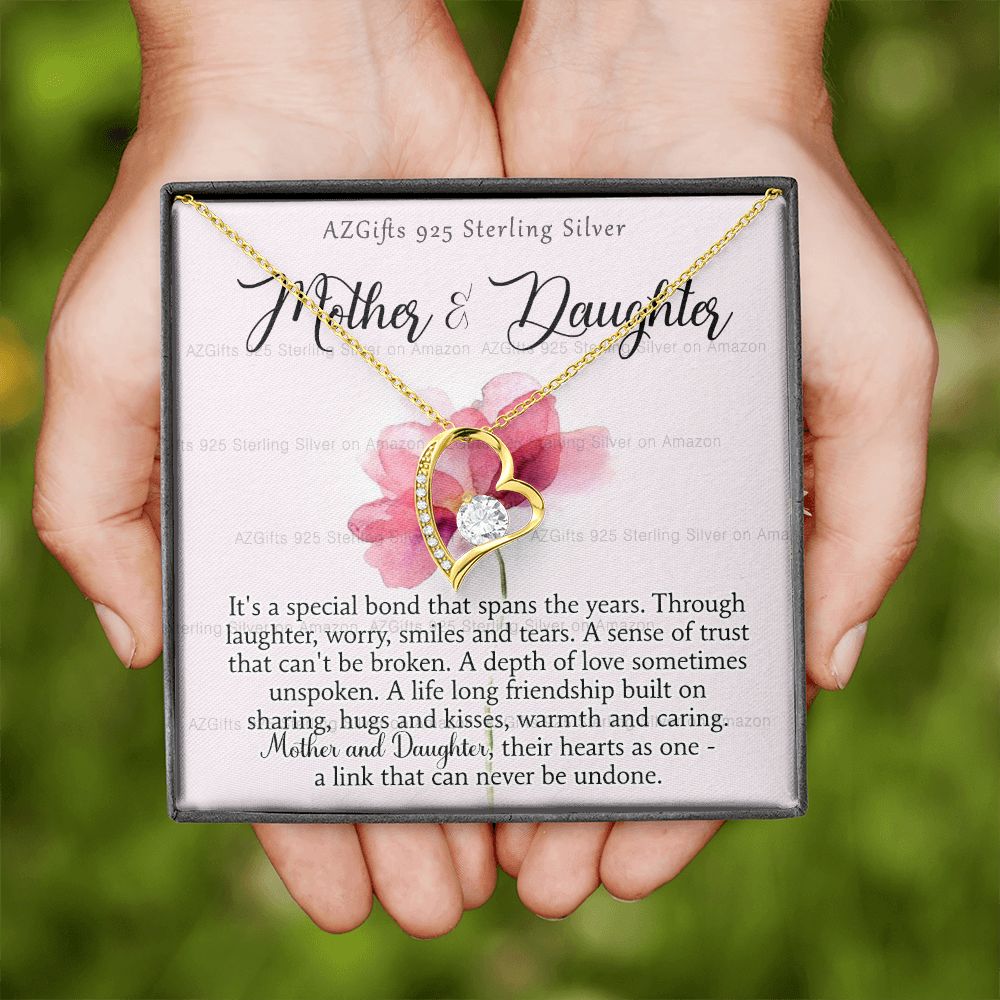 Mother Daughter Necklace with Message Card Mother Daughter Gift Mom Birthday Gift Necklace for Mom from Daughter Gift Birthday Gift for Mom Daughter Gift from Mom 301 Forever Love Necklace