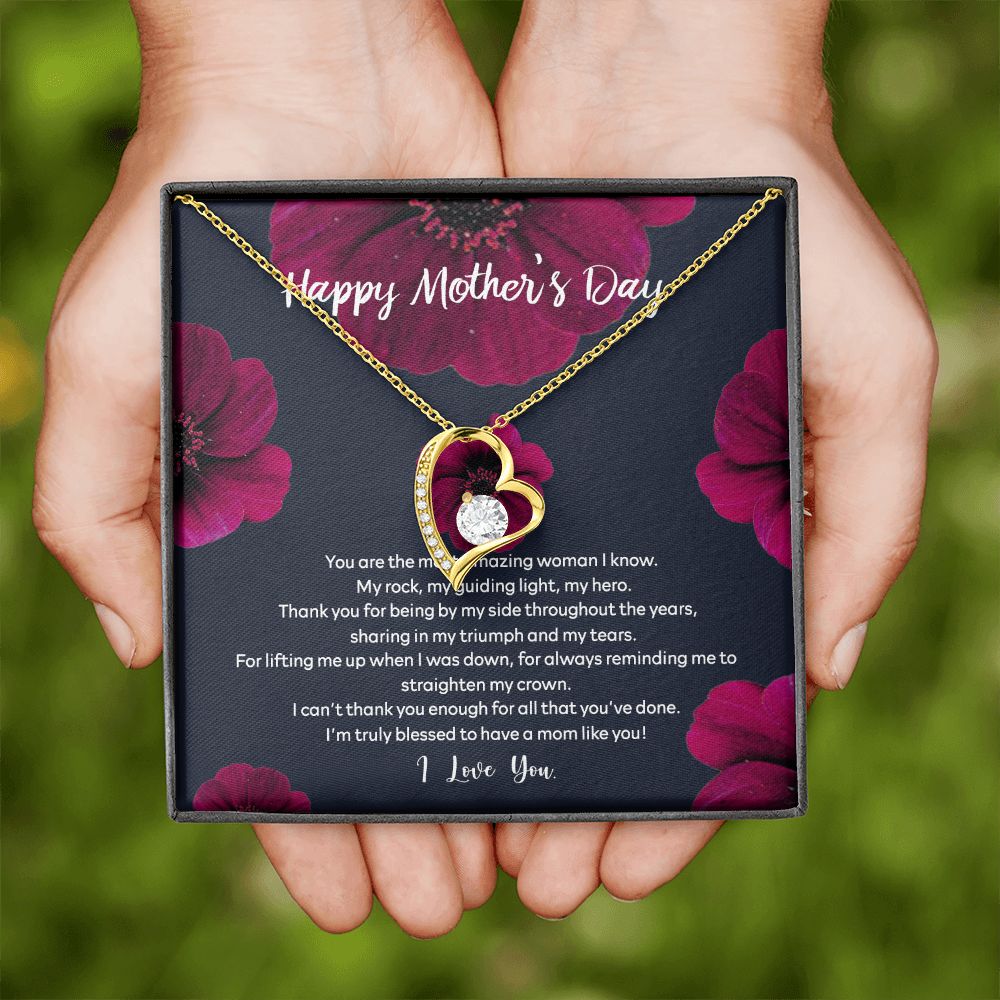 Mom Necklace Gifts for Mom from Daughter to Mom Gifts for Mothers Day from Daughter, To My Mom Necklace from Daughter to Mom Birthday Gifts Necklace with Message Card and Gift Box2235 Forever Love Necklace