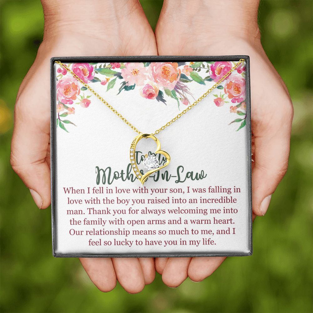 To My Mom In Law Necklace Pendant Gift From Son Happy Mother's Day Gift For Mom Birthday, Anniversary Love With Your Son Forever Love Necklace