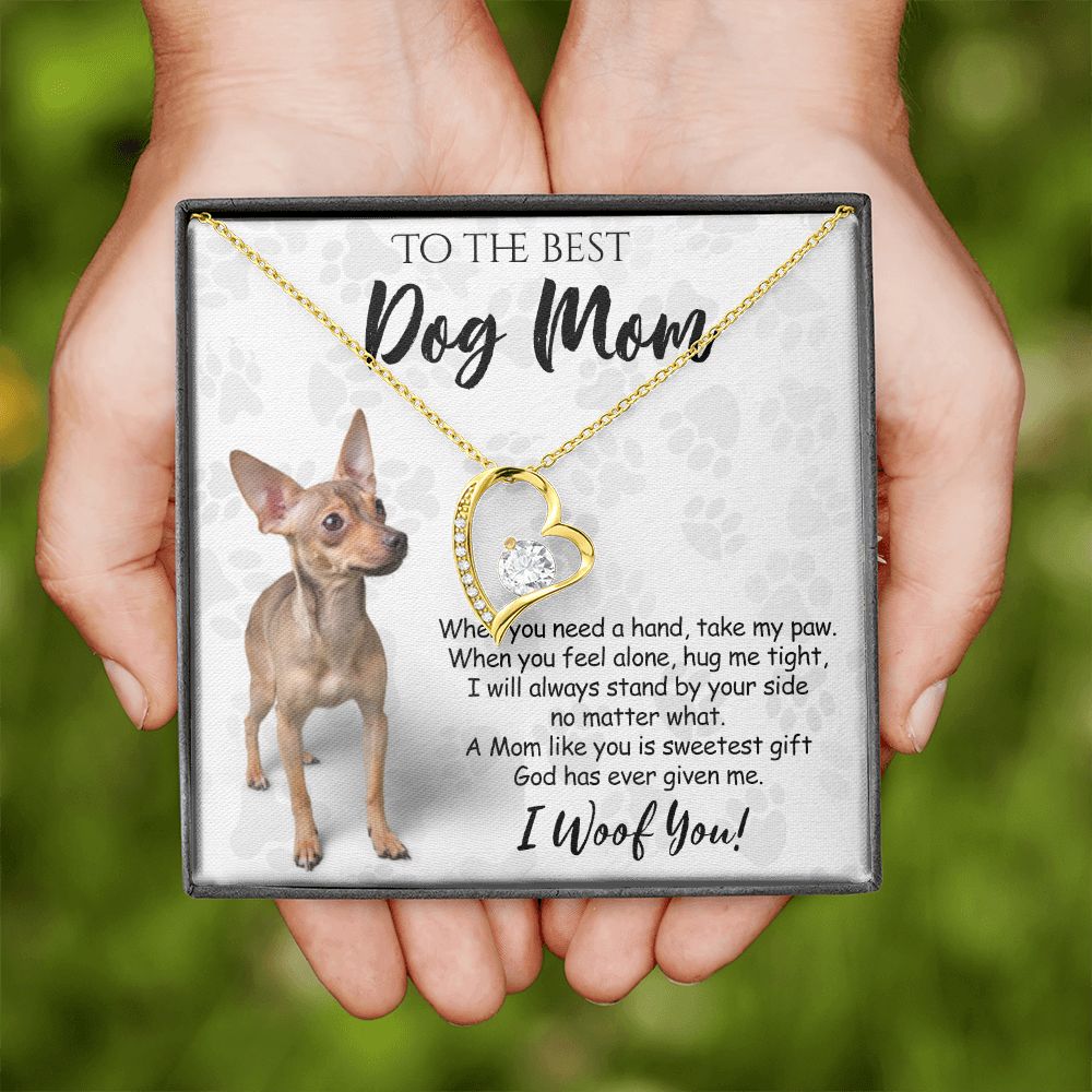 To The Best Chihuahua Dog Mom Knot Necklace Mother's Day Gift , I Woof You Quote Gift Card, Message Card Jewelry For Dog Lovers, Necklace For Mom Forever Love Necklace