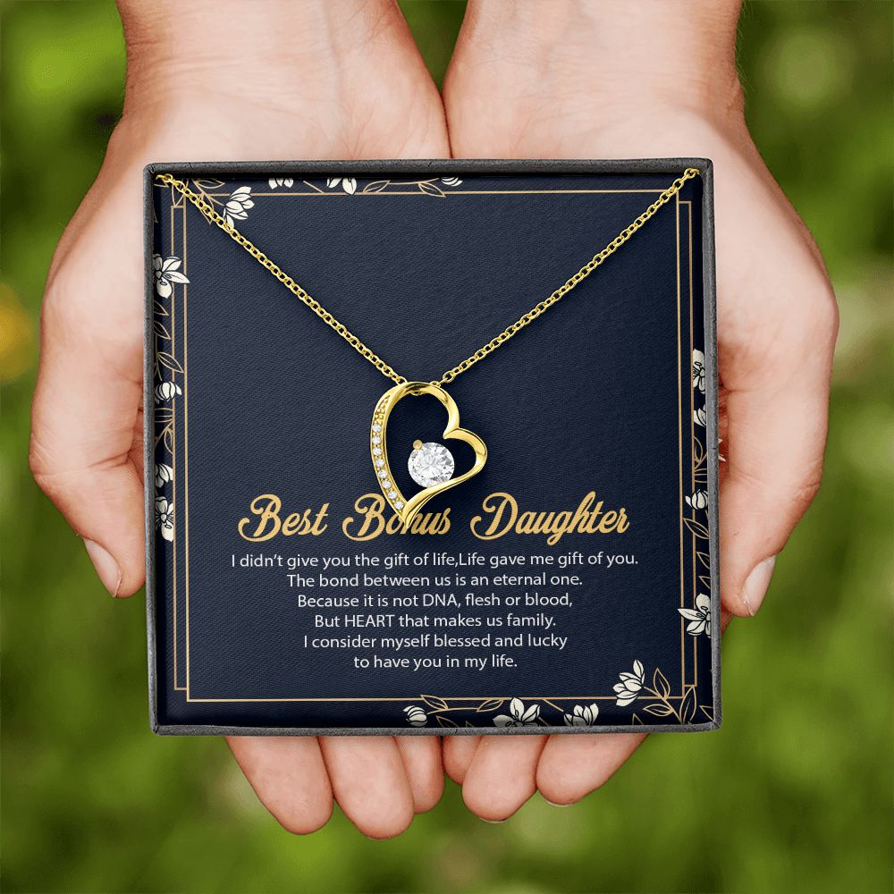 Bonus Daughter Gifts From Stepdad, Step Daughter Gifts From Stepmom, Stepdaughter Gifts From Stepdad, Father Stepdaughter Necklace, To My Bonus Daughter Necklaces, Christmas Gifts For Bonus8 Forever Love Necklace