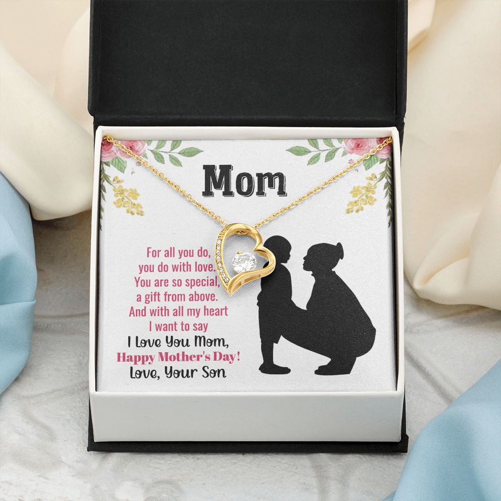 To My Mom Necklace, Gift For Mom, Mother's Day Gift from Daughter, Mom Jewelry Gift for Mothers Day, Birthday Gift for Mother, Moms Gift from Daughter Son, Necklace for Mom Mother22 Forever Love Necklace