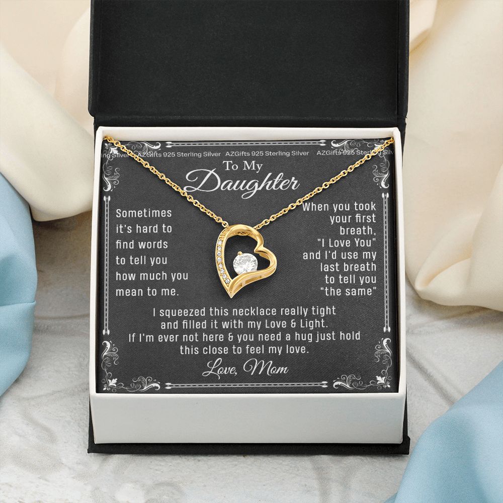 To My Daughter Necklace From Mom - Necklaces For Daughter From Mom, Mother Daughter Necklace, Gifts For Daughters From Mothers, Jewelry Gift For Badass Daughter On Birthday, Christmas, Graduation Forever Love Necklace