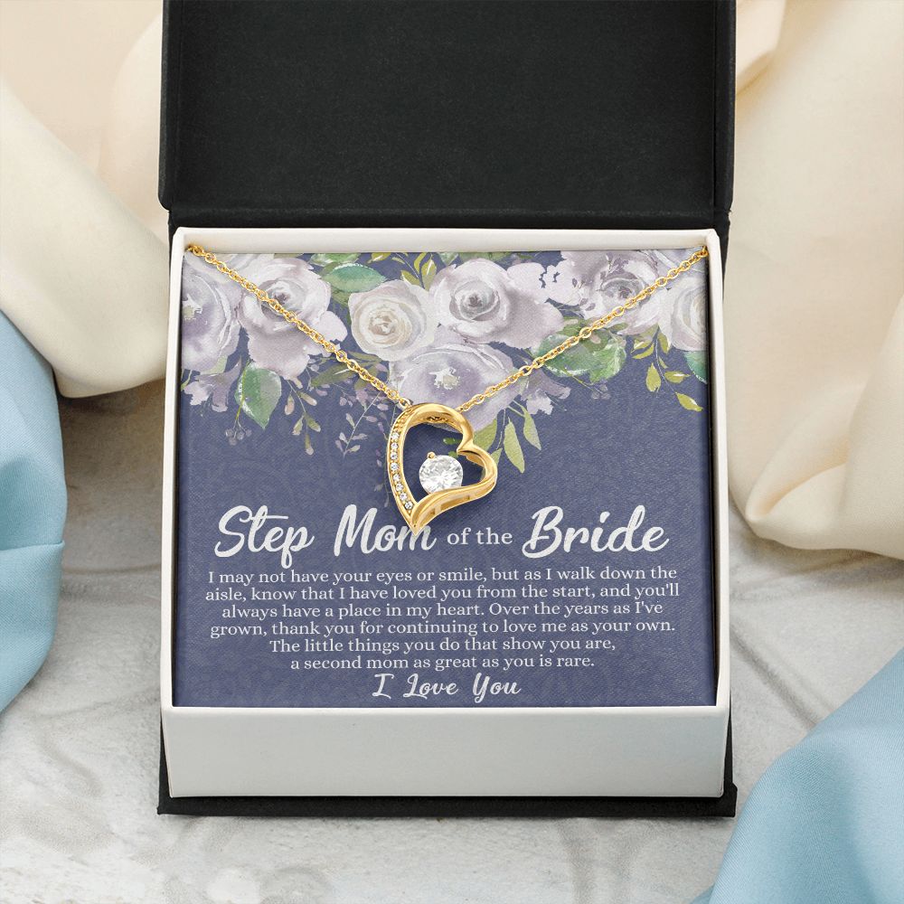 To My Stepmother of the Bride Necklace, Stepmother of the Bride Gifts Idea, Necklace for Stepmom of the Bride Gifts, Wedding Gifts for Stepmom, Gifts for Step Mother of the Bride Forever Love Necklace