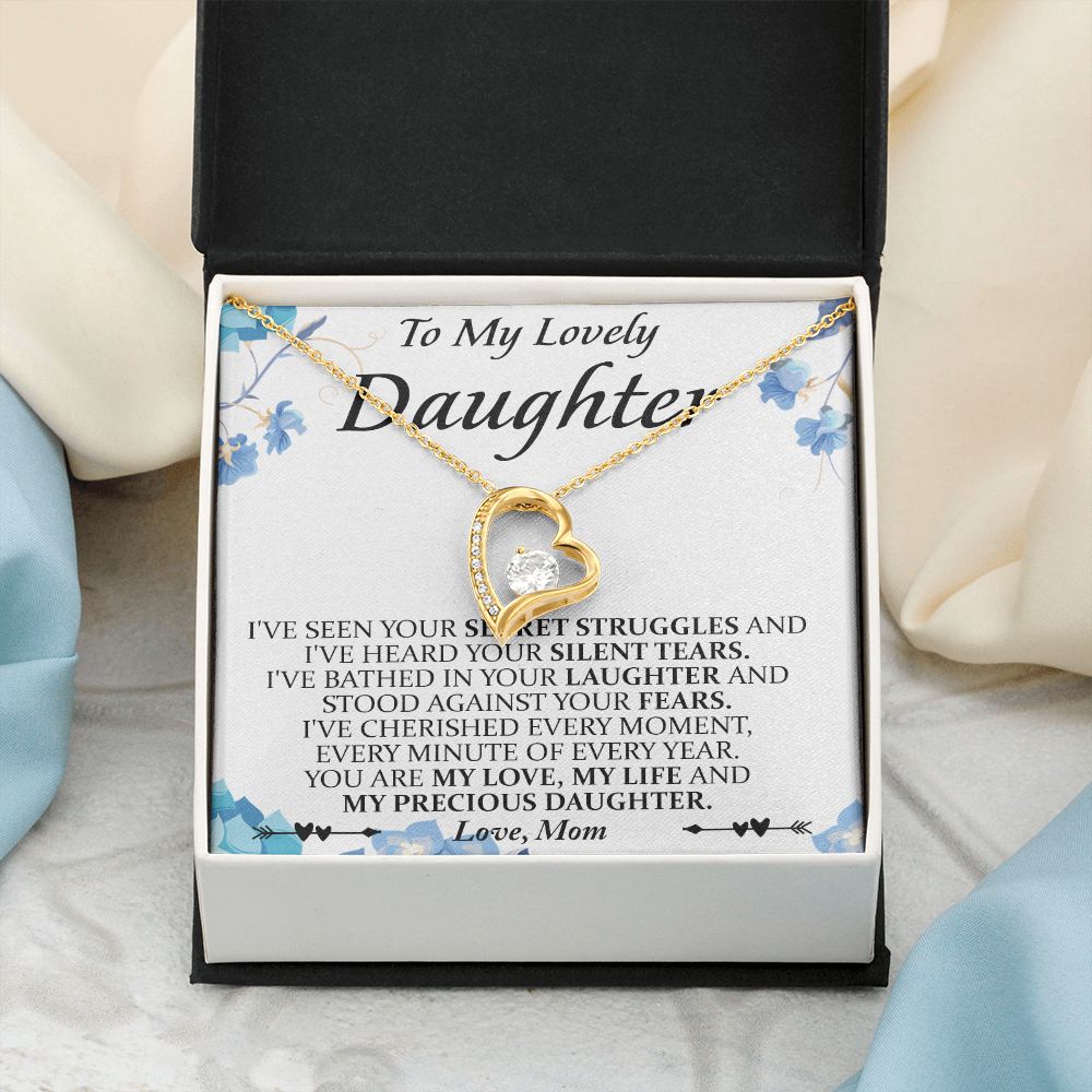 Mother and Daughter Necklace for Girls, To My Daughter Gift Necklace from Mom, Birthday Christmas Gift Graduation Gifts for Daughters, Jewelry Pendant Present for Daughter, Mother Daughter Gift 41 Forever Love Necklace