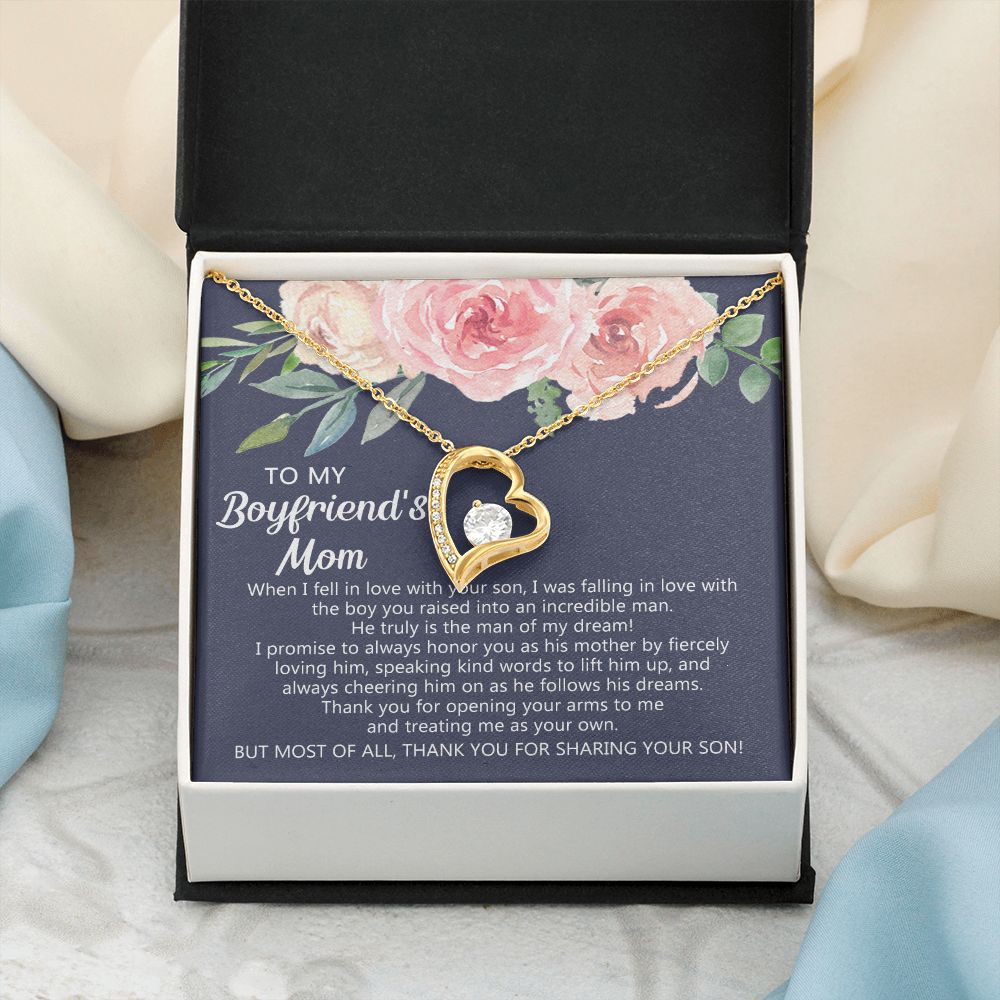 Personalized Gift for Boyfriends Mom, Boyfriends Mom Gift, Message Card Jewelry, To My Boyfriend's Mom Necklace with Message Card, Birthday Mother's Day Necklace for Boyfriend Mother Forever Love Necklace