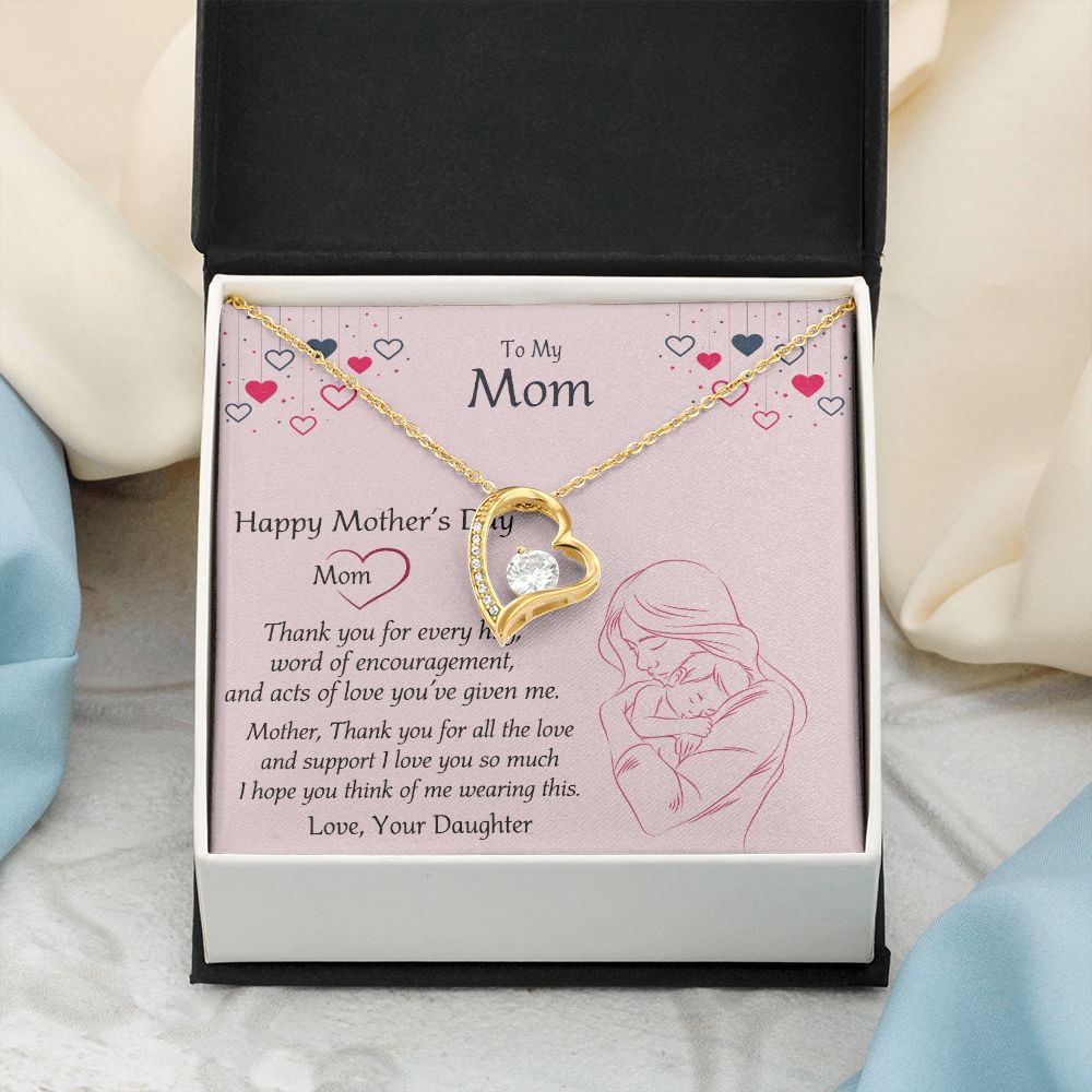 Mom Necklace Gifts for Mom from Daughter to Mom Gifts for Mothers Day from Daughter, To My Mom Necklace from Daughter to Mom Birthday Gifts Necklace with Message Card and Gift Box10 Forever Love Necklace