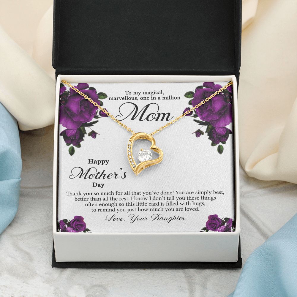 Mom Necklace Gifts for Mom from Daughter to Mom Gifts for Mothers Day from Daughter, To My Mom Necklace from Daughter to Mom Birthday Gifts Necklace with Message Card and Gift Box3 Forever Love Necklace