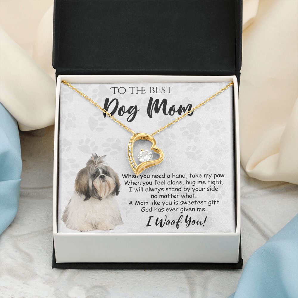 To The Best Shih Tzu Dog Mom Knot Necklace Mother's Day Gift , I Woof You Quote Gift Card, Message Card Jewelry For Dog Lovers, Necklace For Mom Forever Love Necklace