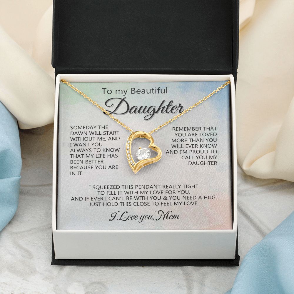 Jewelry Pendant Present for Daughter, To My Daughter Gift Necklace from Mom, Mother Daughter Gift Ideas, Birthday Christmas Gift Graduation Gifts for Daughters, Mother and Daughter Necklace 14 Forever Love Necklace