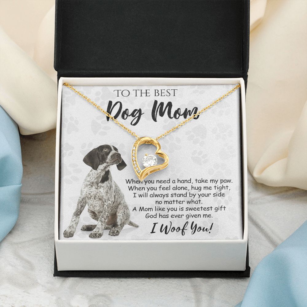 To The Best German Shorthaired Pointer Dog Mom Knot Necklace Mother's Day Gift , I Woof You Quote Gift Card, Message Card Jewelry For Dog Lovers, Necklace For Mom Forever Love Necklace