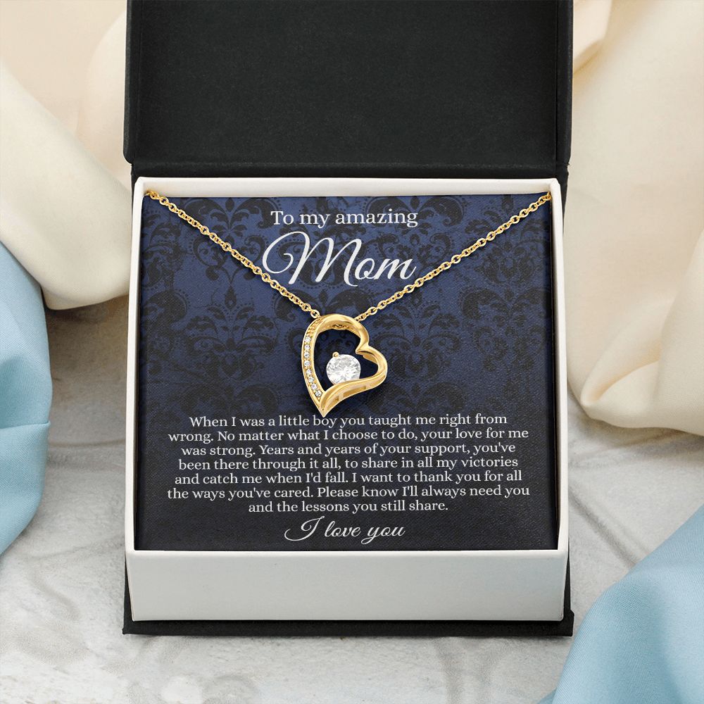 Gift for Mom Necklace, To My Beautiful Mom Love Knot Necklace Card, Mother’s Day Gift For Mom From Son, Thank You Mom Gift, Custom Jewelry Necklace For Mom Forever Love Necklace