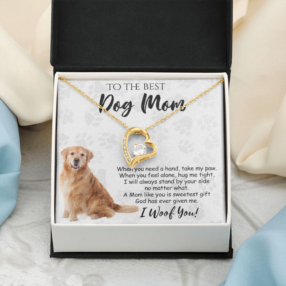 To The Best Golden Retriever Dog Mom Knot Necklace Mother's Day Gift , I Woof You Quote Gift Card, Message Card Jewelry For Dog Lovers, Necklace For Mom Forever Love Necklace