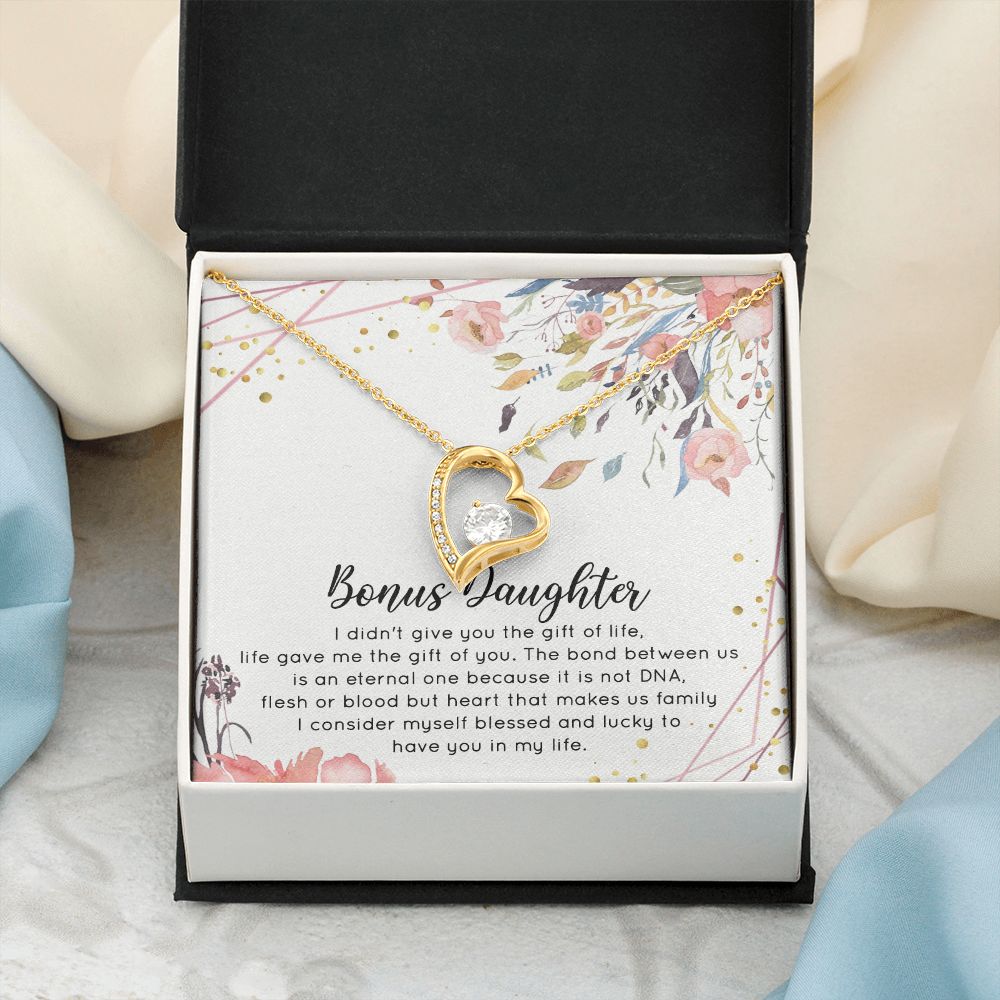 Bonus Daughter Gifts From Stepdad, Step Daughter Gifts From Stepmom, Stepdaughter Gifts From Stepdad, Father Stepdaughter Necklace, To My Bonus Daughter Necklaces, Christmas Gifts For Bonus2 Forever Love Necklace