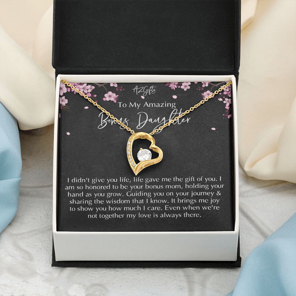 Bonus Daughter Gifts From Stepdad, Step Daughter Gifts From Stepmom, Stepdaughter Gifts From Stepdad, Father Stepdaughter Necklace, To My Bonus Daughter Necklaces, Christmas Gifts For Bonus D Forever Love Necklace