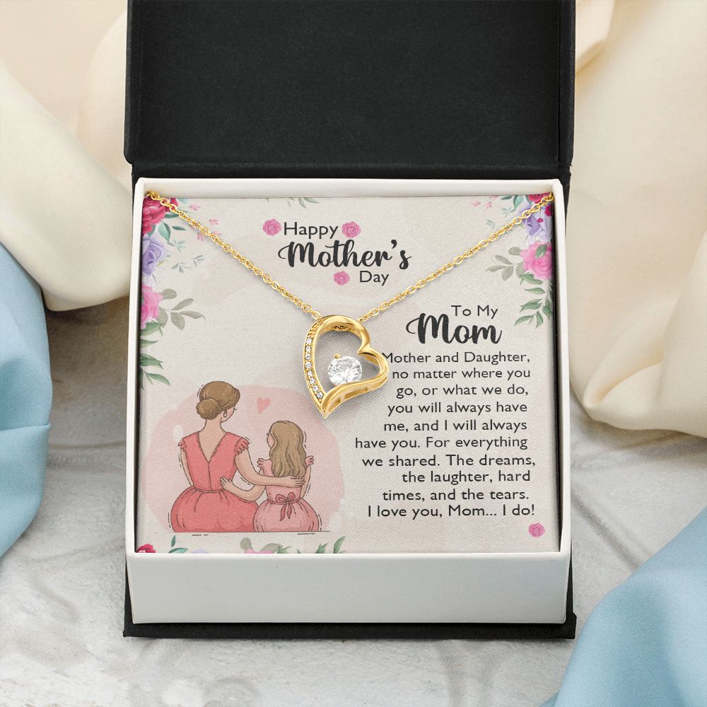 Mom Necklace Gifts for Mom from Daughter to Mom Gifts for Mothers Day from Daughter, To My Mom Necklace from Daughter to Mom Birthday Gifts Necklace with Message Card and Gift Box11 Forever Love Necklace