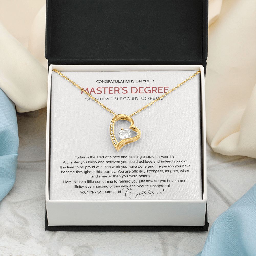 Master's Degree Graduation Gift Necklace, Masters Student Necklace Gift, Master's Student MBA Graduation Congrats Graduation Pendants Gift For Daughter, Granddaughter, Niece, Sister Forever Love Necklace