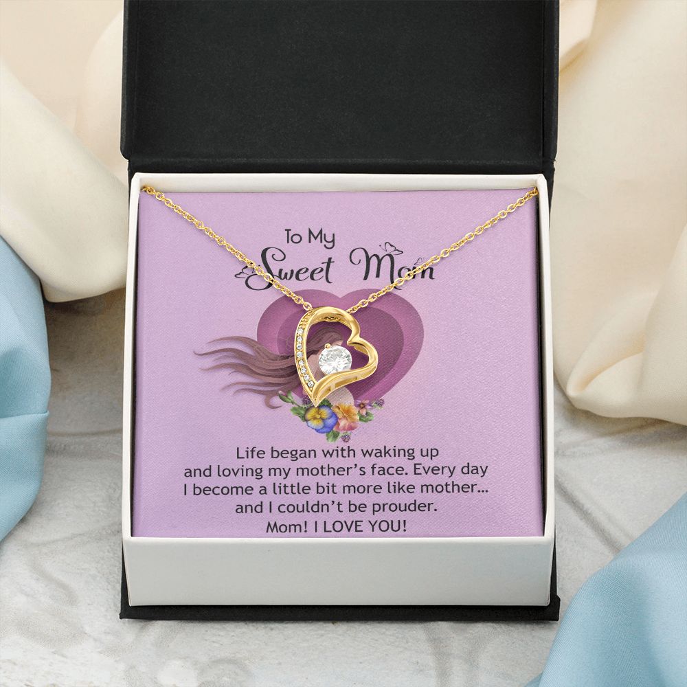 To My Sweet Mom, Sweet Mom Necklace Pendant, Mothers Day Gifts, Gift For Sweet Mom, New Mom Gifts Forever Love Necklace