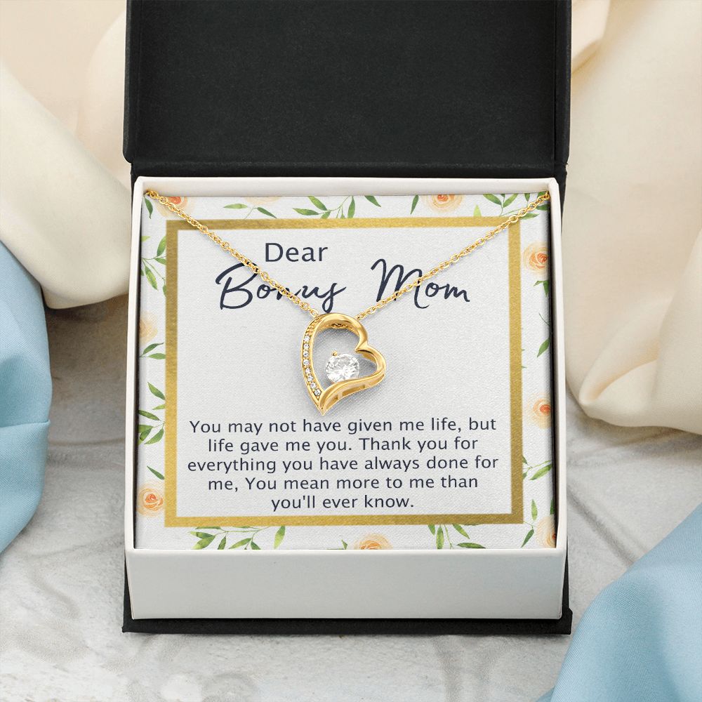 Bonus Mom Gifts, To My Bonus Mom Necklace, Bonus Mom Jewelry, Necklace for Bonus Mom, Step Daughter To Stepmother Necklace, Step Mom Necklace for Women Step Mom Mothers Day Jewelry Forever Love Necklace