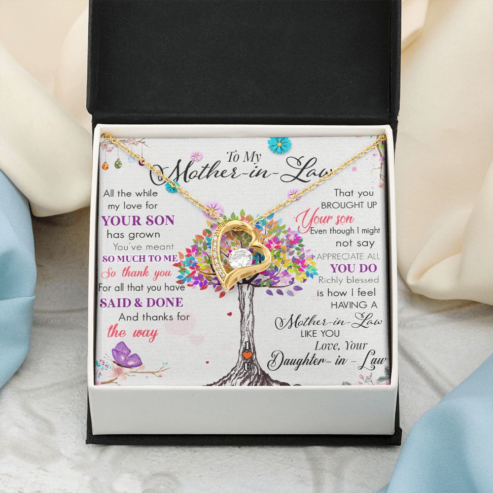 Mother in Law Necklace, Jewelry for Women, Future Mother in Law Gifts from Daughter in Law, Mother of Bride Gifts For Mother in Law, Birthday Gifts For Mother In Law From Daughter In Law72323 Forever Love Necklace