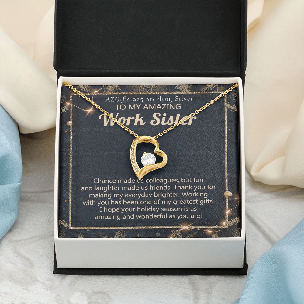 To My Work Sister Necklace Gift for Colleague Christmas Necklace for Work Sister from Co-Worker Christmas Pendant Gift for Colleague Christmas Jewelry Gift for Her Women 301 Forever Love Necklace
